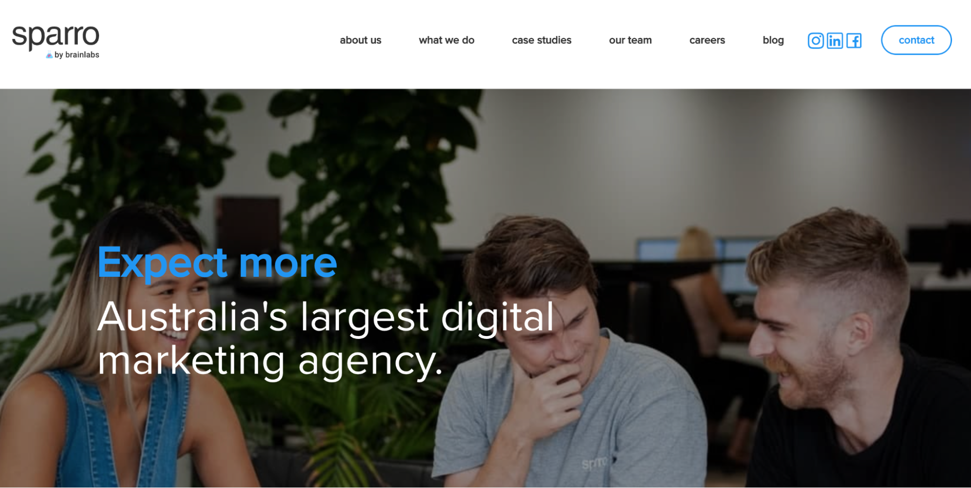screenshot of Sparro digital marketing agency homepage