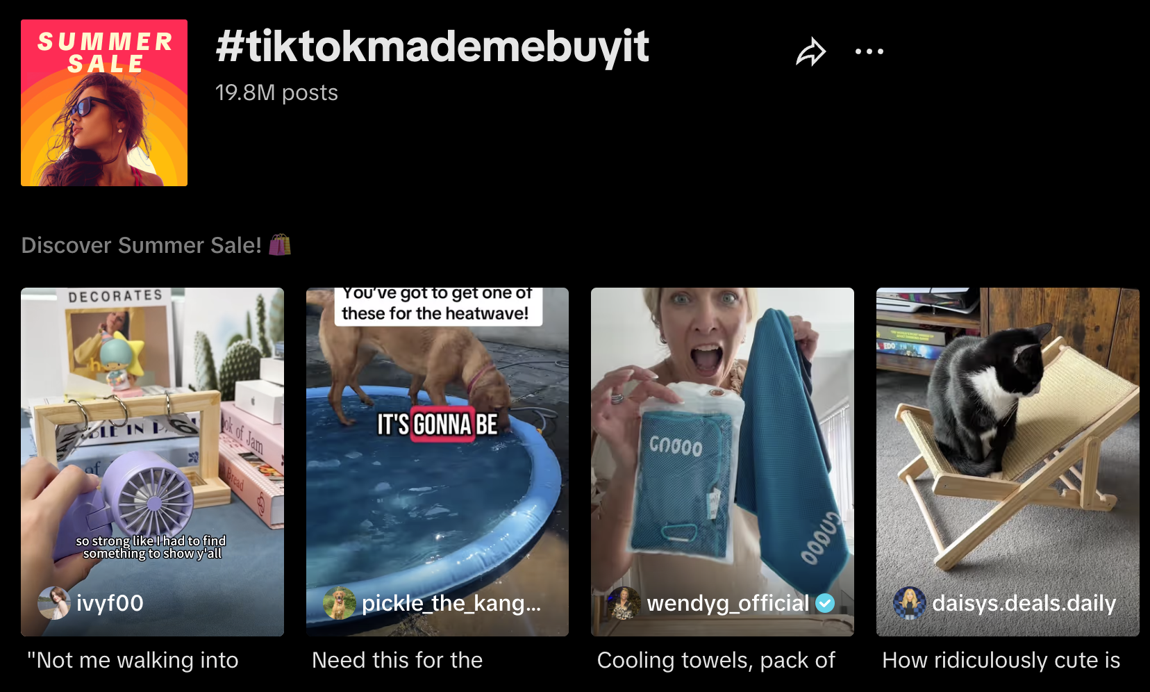 Screenshot of ‘TikTokmademybuyit’ hashtag