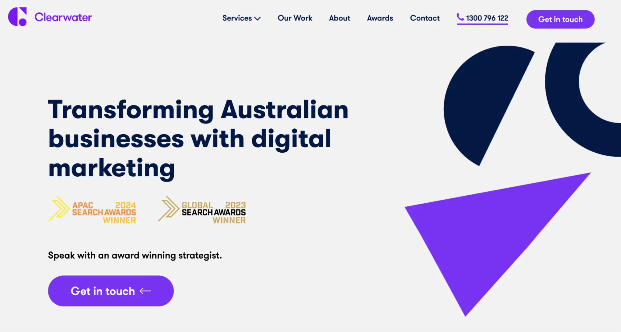 Screenshot of Clearwater agency homepage