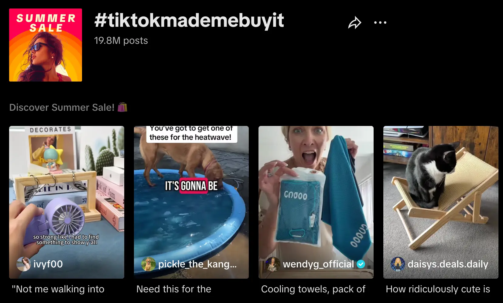 Screenshot of ‘TikTokmademybuyit’ hashtag