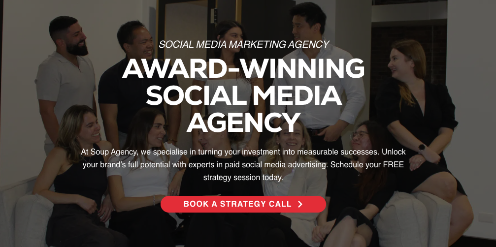 screenshot of social media marketing agency SOUP