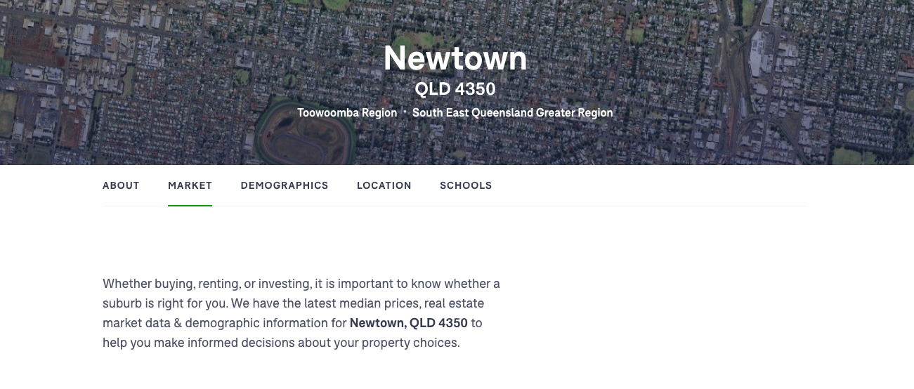 screenshot of Domain newtown landing page