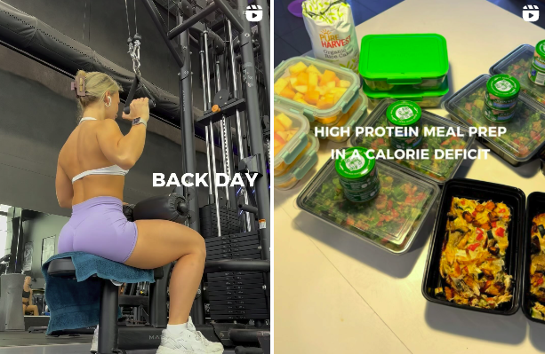Instagram showing two posts by fitness influencer Georgia pearce, illustrating how to start digital marketing