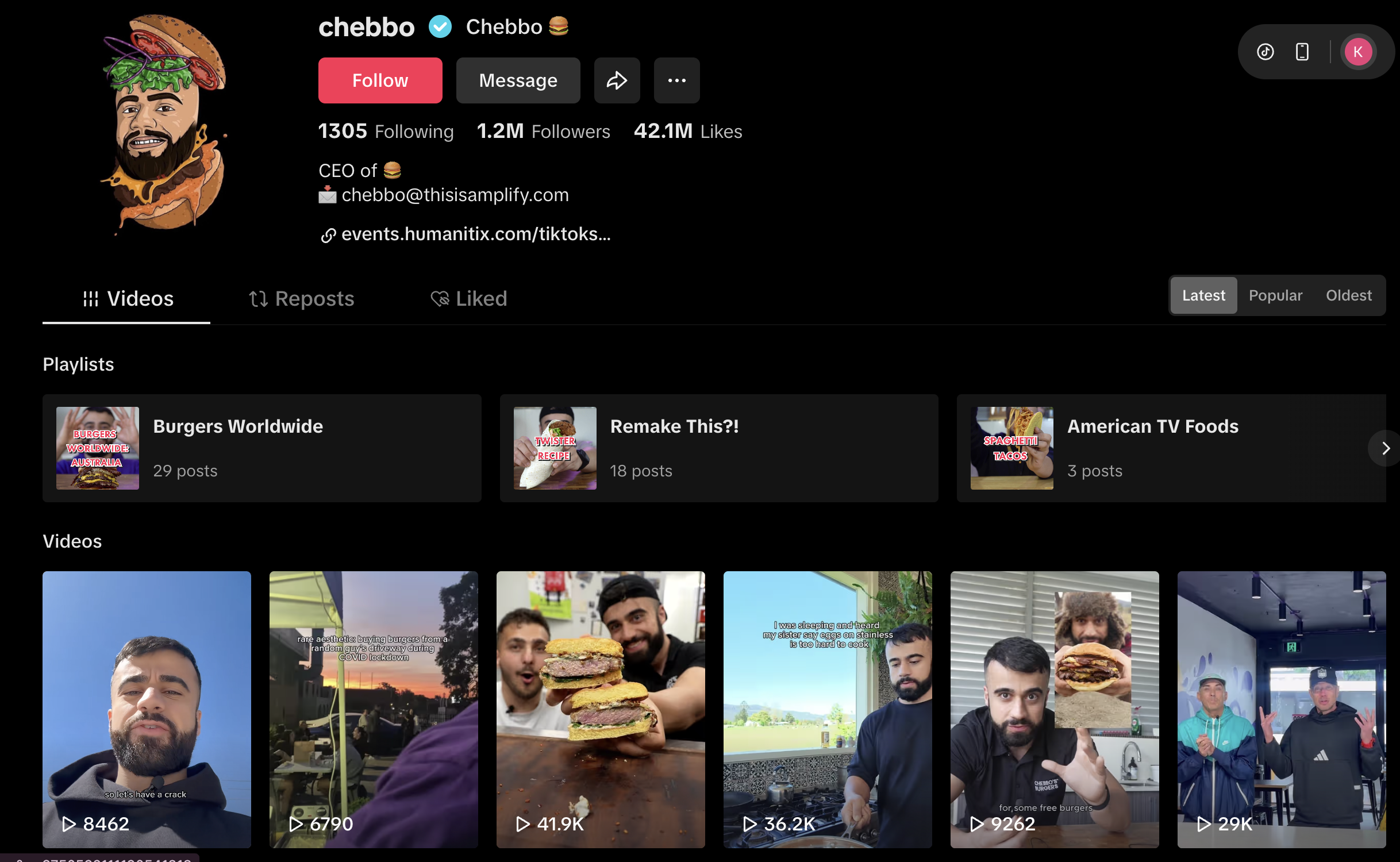 chebbo burgers tiktok ad asutralia