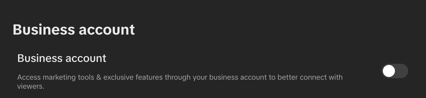 tiktok business acct screenshot