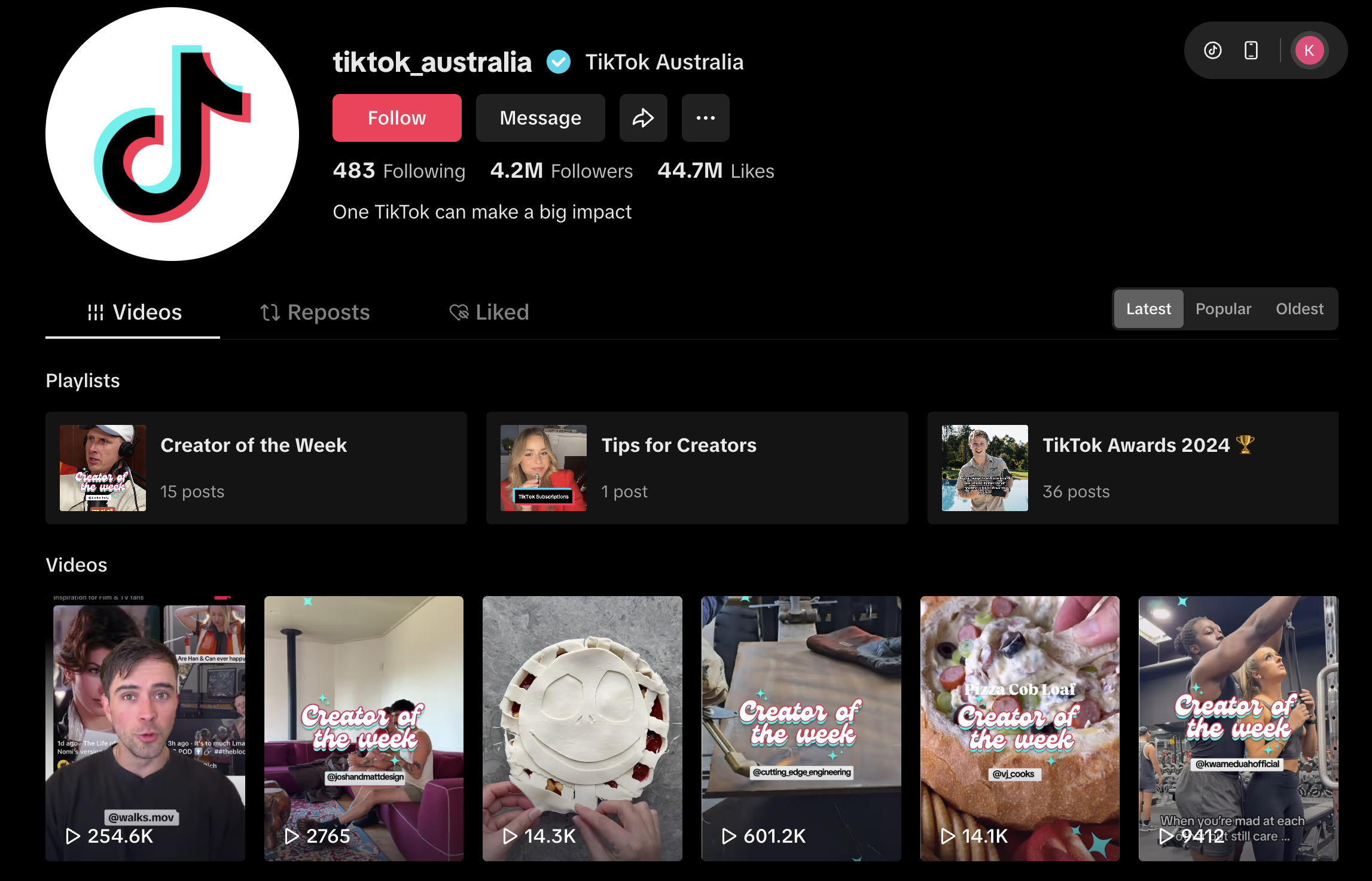 tiktok australia homeapge